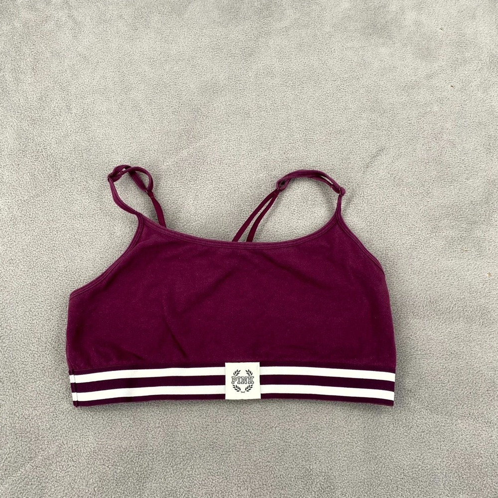 Victorias Secret Pink Seamless Longline Scoop Sports Bra Top Womens L Burgundy